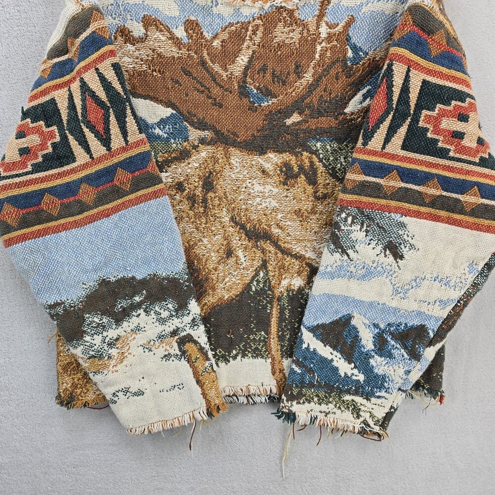 Angel Gentle Tapestry Knit Sweatshirt Mens Sz 10 Medium 21x23 Moose Aztec USA - Picture 4 of 8